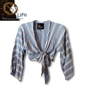 Blue Life Blue Striped Boho Wrap Top